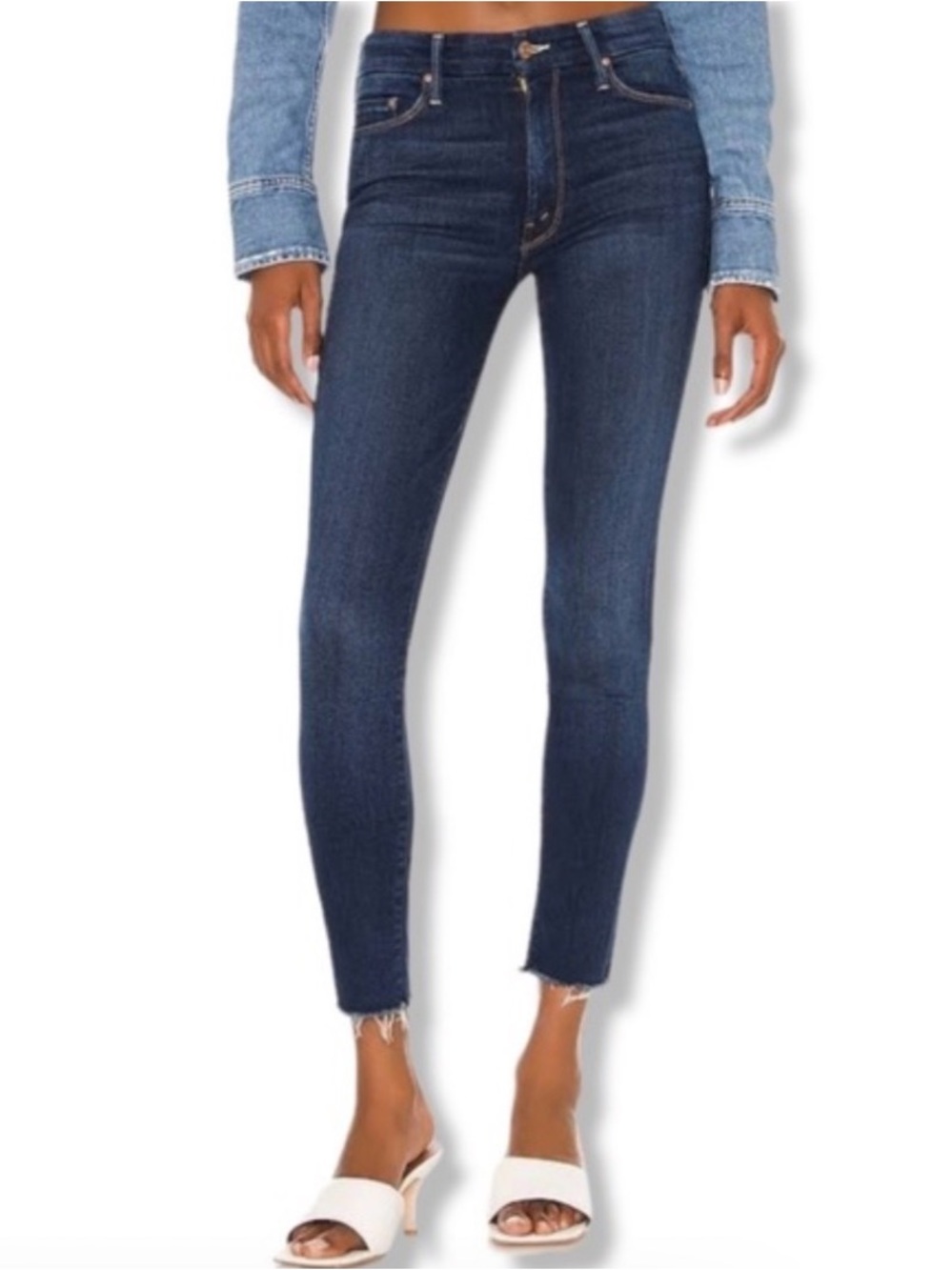 MOTHER Dark Blue High-Rise Skinny Jeans